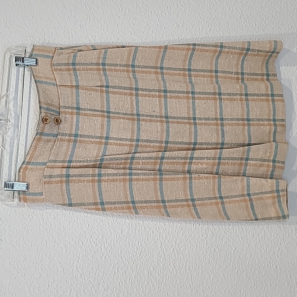 Vintage plaid wool knit skirt medium